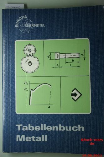 Beispielbild fr Tabellenbuch Metall (ohne Formelsammlung): Tabellen, Formeln und Normen fr das Rechnen, Zeichnen und Fertigen (Europa-Fachbuchreihe fr metallverarbeitende Berufe) zum Verkauf von Antiquariat Armebooks