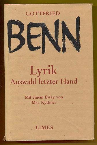 9783809020776: Lyrik: Auswahl letzter Hand