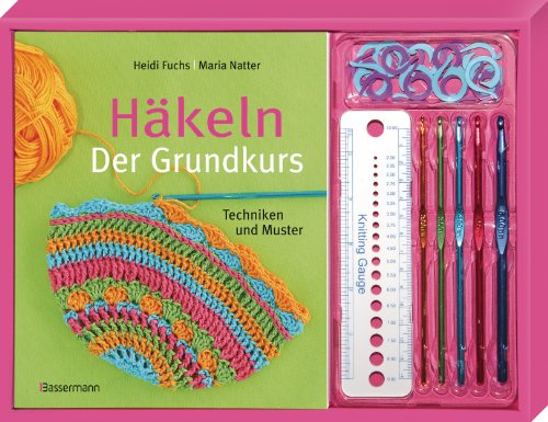 Imagen de archivo de Hkeln. Der Grundkurs-Set: Techniken und Muster. Buch, 5 Hkelnadeln, Lineal und 20 Maschenmarkierungsringe a la venta por medimops