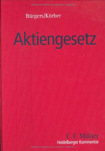 Stock image for Heidelberger Kommentar zum Aktiengesetz for sale by medimops