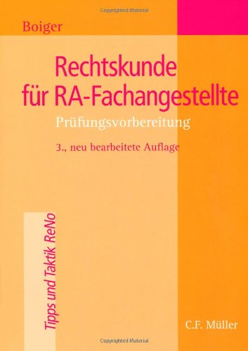 Stock image for Rechtskunde fr RA-Fachangestellte: Prfungsvorbereitung (Tipps und Taktik) for sale by medimops
