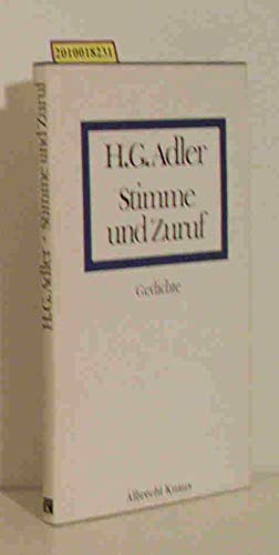 Beispielbild fr Stimme und Zuruf: Gedichte (German Edition) zum Verkauf von Better World Books