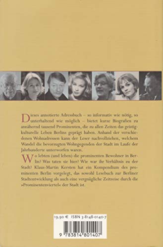 9783814801407: Berliner Prominentenlexikon: Ein Adressbuch