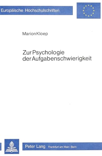 9783820458336: Zur Psychologie Der Aufgabenschwierigkeit