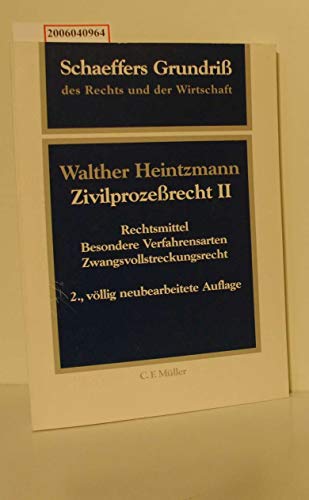 Beispielbild fr Zivilprozerecht II zum Verkauf von Martin Preu / Akademische Buchhandlung Woetzel