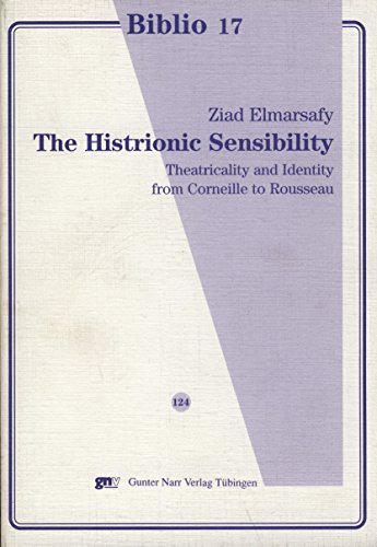 Beispielbild fr The histrionic sensibility: Theatricality and identity from Corneille to Rousseau (Biblio 17) (Signed) zum Verkauf von Sequitur Books