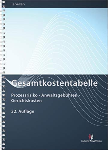 Beispielbild fr Gesamtkostentabelle: Prozessrisiko - Anwaltsgebhren - Gerichtskosten zum Verkauf von Buchmarie