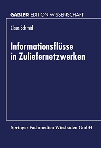 Imagen de archivo de Informationsflusse in Zuliefernetzwerken a la venta por Chiron Media