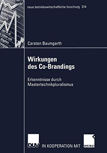 Stock image for Wirkungen des Co-Brandings. Erkenntnisse durch Mastertechnikpluralismus von Carsten Baumgarth Co-Branding stellt eine markenstrategische Alternative zu Neumarken und Markentransfers dar. Allerdings liegen bisher nur vereinzelte wissenschaftliche Erkenntnisse ber die Wirkungen dieser Strategie vor. Carsten Baumgarth beschreibt und erklrt die Marketingstrategie Co-Branding aus verschiedenen Perspektiven. Er stellt eine vergleichende Beurteilung von elf Mastertechniken dar, die sich nach Zielsetzung und Forschungsschwerpunkt zuordnen lassen. Aufbauend auf einer Begriffsabgrenzung und einer Clusteranalyse von realen Co-Brands konnten vier Realtypen von Co-Brands identifiziert und die Besonderheiten durch jeweils eine ausfhrliche Fallstudie verdeutlicht werden. Die explikativen Analysen verdeutlichen insbesondere die hohe Relevanz des Fit (Marken- und Transferfit), der Markeneinstellungen sowie der Realisierung (Branding, Kommunikation) fr den Erfolg des Co-Brands. Das Ausma der Spill- for sale by BUCHSERVICE / ANTIQUARIAT Lars Lutzer