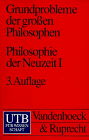 Stock image for Grundprobleme der groen Philosophen. Philosophie der Neuzeit I. UTB 903 Descartes, Hobbes, Spinoza, Leibniz, Locke, Berkeley, Hume von Josef Speck Philosophinnen Kant Fichte Schelling Hegel Feuerbach Marx Der Band gehrt einer so erfolgreichen Reihe, dass er nur aus zweiter Hand zu erhalten ist. Den angehenden Philosophen bieten die sechs Artikel des Bandes, ber Kant, Fichte, Schelling, Hegel, Feuerbach und Marx, hervorragende Einleitungen an. Als Nachschlagewerk ist der Band sowie die ganze Reihe unentbehrlich. Aus dem Inhalt: 1. Reinhard Brandt Francis Bacon: Die Idolenlehre 2. Ludger Oeing-Hanhoff Rene Descartes: Die Neubegrndung der Metaphysik 3. Arno Baruzzi Thomas Hobbes: Strukturelle Einheit von Krper und Methode 4. Klaus Hammacher Benedictus de Spinoza: Gewiheit in Erkenntnis und Handeln 5. Werner Schneiders Gottfried Wilhelm Leibniz: Das Reich der Vernunft 6. Hans Werner Arndt John Locke: Die Funktion der Sprache 7. Wolfgang Breidert George Berkeley: Wahrnehmung und Wirkl for sale by BUCHSERVICE / ANTIQUARIAT Lars Lutzer