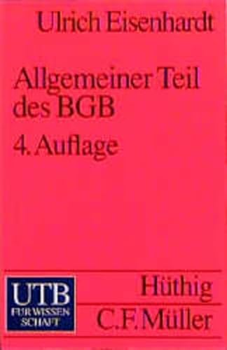 Beispielbild fr Allgemeiner Teil des BGB (UTB S (Small-Format) / Uni-Taschenbcher) zum Verkauf von Buchmarie
