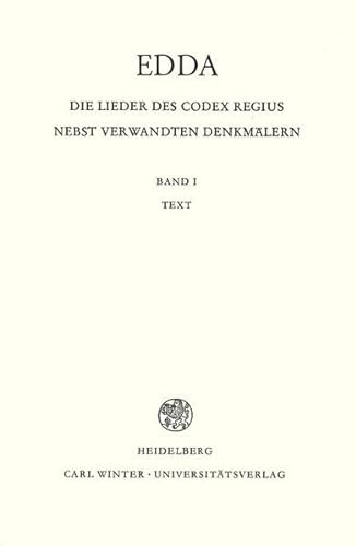 Beispielbild fr Edda. Die Lieder des Codex regius nebst verwandten Denkmlern 01. Text zum Verkauf von Blackwell's
