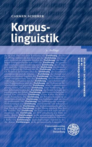 9783825363147: Korpuslinguistik (Kurze Einfuhrungen in Die Germanistische Linguistik) (German Edition)