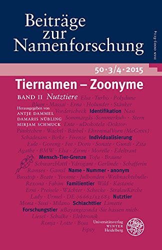 9783825363468: Beitrage Zur Namenforschung 50 2015: Tiernamen - Zoonyme / Band II (Heft 3/4): Nutztiere