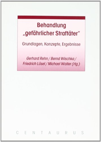 Beispielbild fr Behandlung "gefhrlicher Straftter": Grundlagen, Konzepte, Ergebnisse Studien und Materialien zum Straf- und Massregelvollzug ; 11 Strafrecht Recht Strafrechtlich Strafprozessrecht Kriminologie Strafprozessrecht Kriminologe Maregelvollzug Straftter Strafvollzug Tter Gerhard Rehn, Bernd Wischka, Friedrich Lsel und Michael Walter Bernd Wischka ist Leiter der sozialtherapeutischen Abteilung der JVA Lingen sowie Koordinator fr die sozialtherapeutischen Einrichtungen Niedersachsens. Friedrich Lsel ist Professor fr Psychologie und Vorstand am Institut fr Psychologie und am Sozialwisssenschaftlichen Forschungszentrum der Universtitt Erlangen-Nrnberg Mit dem Gesetz zur Bekmpfung von Sexualdelikten und anderen gefhrlichen Straftaten von 1998 hat die Politik den Behandlungsauftrag an Justizvollzugsanstalten ausgeweitet. Die Praxis auch der sozialtherapeutischen Einrichtungen ist dafr nur unzulnglich gerstet. Die von Wissenschaftlern und Praktikern verfaten Beitrge sollen helfen zum Verkauf von BUCHSERVICE / ANTIQUARIAT Lars Lutzer