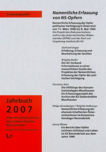 Beispielbild fr Jahrbuch 2007 (Schwerpunkt: Namentliche Erfassung von NS-Opfern). zum Verkauf von Buchhandlung Gerhard Hcher