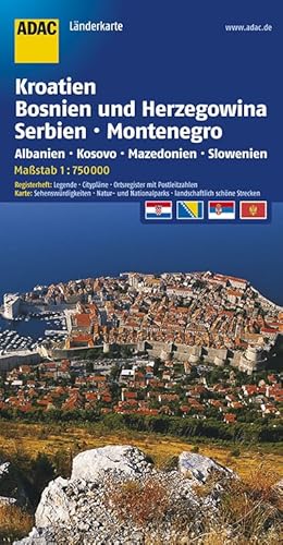 Beispielbild fr ADAC Lnderkarte Kroatien, Bosnien und Herzegowina, Serbien, Montenegro 1:650.000 zum Verkauf von medimops