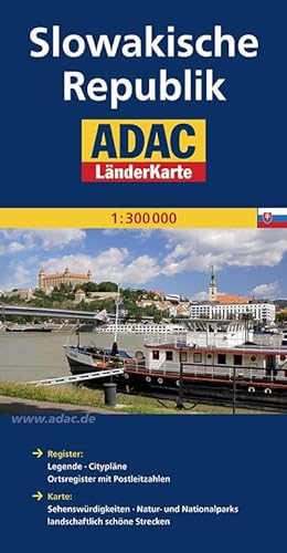 ADAC Länderkarte Slowakische Republik 1:300.000: Mit Cityplänen Bratislava und Kosice. Mit Reiseinformationen und Ortsregister - Collectif