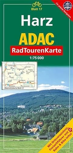 Imagen de archivo de ADAC RadTourenKarte 17. Harz 1 : 75 000: Mit Ortsverzeichnis, Freizeitfhrer mit Bahn und Bike- Infos a la venta por medimops