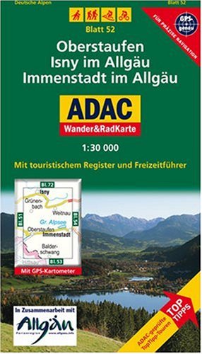 9783826417320: ADAC Wander- & RadKarte 52 Oberstaufen, Isny u. Immenstadt im Allgu 1 : 30 000: Deutsche Alpen / Alpenvorland. Mit touristischem Register und Freizeitfhrer