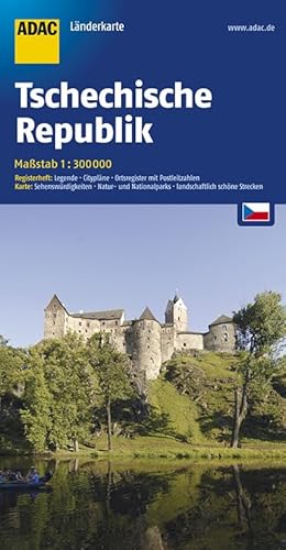 ADAC Länderkarte Tschechische Republik 1:300.000: Register: Legende, Citypläne, Ortsregister mit Postleitzahlen. Karte: Sehenswürdigkeiten, Natur- und Nationalparks, landschaftlich schöne Strecken - ADAC Kartografie