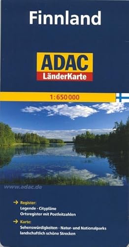 ADAC LänderKarte Finnland 1 : 650 000: ReiseInfo & Register: Fernstraßenkarte, Reiseservice, Reiseführer, Ortsregister. Karte: Sehenswürdigkeiten, . schöne Strecken, Natur- und Nationalparks - Collectif