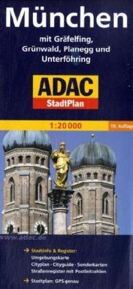 Imagen de archivo de ADAC Stadtplan Mnchen 1 : 20 000: Mit Grfelfing, Grnwald, Planegg und Unterfhring. Mit City a la venta por medimops