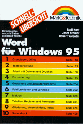 Beispielbild fr Schnellbersicht Word fr Windows 95 zum Verkauf von Buchpark