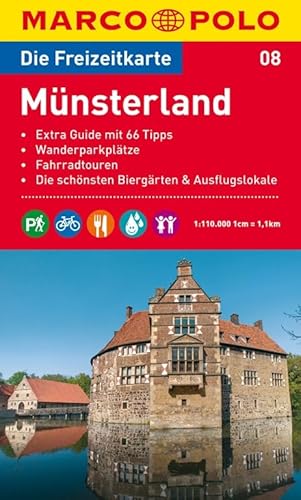 MARCO POLO Freizeitkarte Münsterland 1:110.000: Extra Guide mit 66 Tipps / Wanderparkplätze / Fahrradtouren / Die schönsten Biergärten & Ausflugslokale