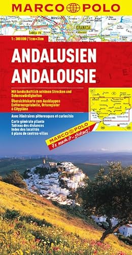 Spanien. 1:300000: MARCO POLO Karte Andalusien: Mit landschaftlich schönen Strecken und Sehenswürdigkeiten / Übersichtskarte zum Ausklappen, Entfernungstabelle, Ortsregister, 6 Citypläne: TEIL 7/8 - Mairdumont