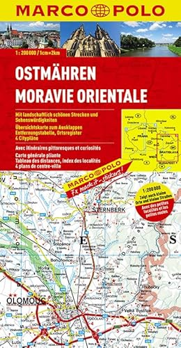 Beispielbild fr MARCO POLO Karte Ostmhren 1:200.000: Mit landschaftlich schnen Strecken und Sehenswrdigkeiten. bersichtskarte zum Ausklappen, Entfernungstabelle, Ortsregister, 4 Cityplne zum Verkauf von medimops