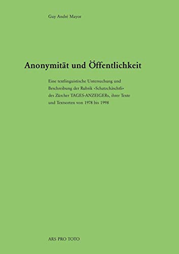 Beispielbild fr Anonymitt und ffentlichkeit (German Edition) zum Verkauf von Fachbuch-Versandhandel