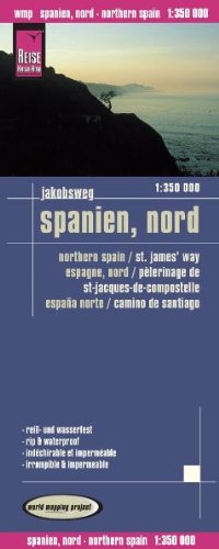 Jakobsweg Spanien, nord 1 : 350 000: Kartenbild 2seitig, klassifiziertes Straßennetz, Ortsindex, GP
