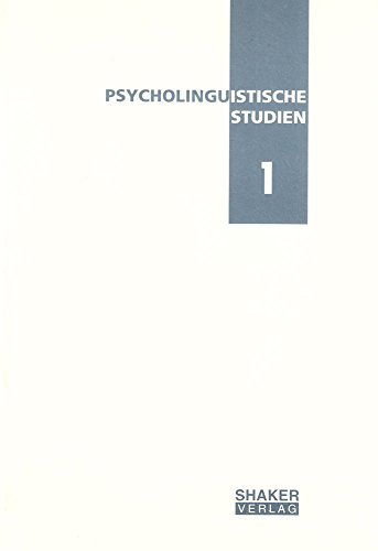 Beispielbild fr Psycholinguistische Studien 1 zum Verkauf von medimops