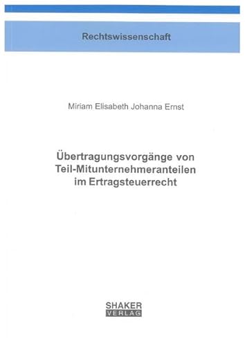 9783832291129: bertragungsvorgnge von Teil-Mitunternehmeranteilen im Ertragsteuerrecht