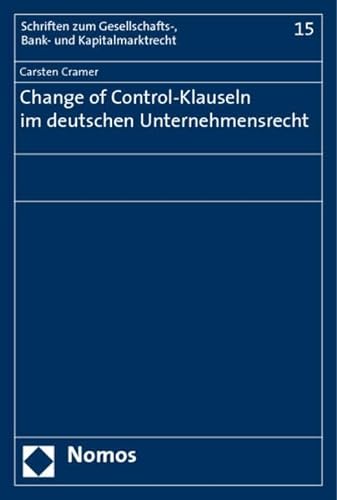 9783832942861: Change of Control / Klauseln Im Deutschen Unternehmensrecht