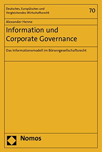9783832962975: Information und Corporate Governance: Das Informationsmodell im Brsengesellschaftsrecht