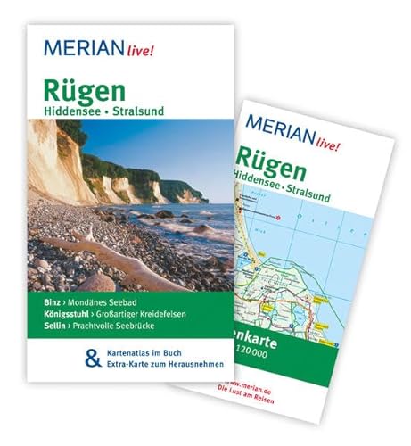 Stock image for Rgen Hiddensee Stralsund: MERIAN live! - Mit Kartenatlas im Buch und Extra-Karte zum Herausnehmen: Binz, Knigsstuhl, Sellin for sale by medimops