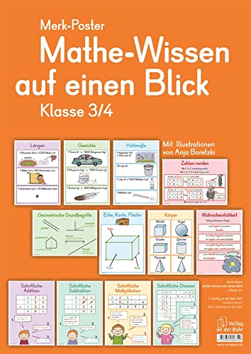 Beispielbild fr Merk-Poster - Klasse 3/4 - Mathe-Wissen auf einen Blick zum Verkauf von medimops