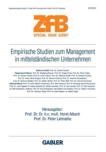 Empirische Studien zum Management in mittelständischen Unternehmen (ZfB Special Issue)