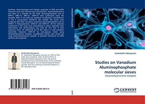 Stock image for Studies on Vanadium Aluminophosphate molecular sieves: Hexamethyleneimine template for sale by Revaluation Books