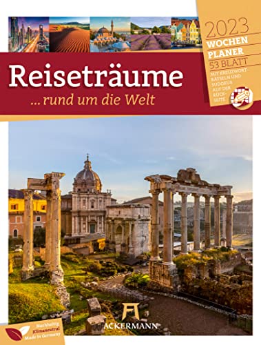 Imagen de archivo de Reisetrume, rund um die Welt - Wochenplaner Kalender 2023, Wandkalender im Hochformat (25x33 cm) - Wochenkalender mit Rtseln und Sudokus a la venta por medimops