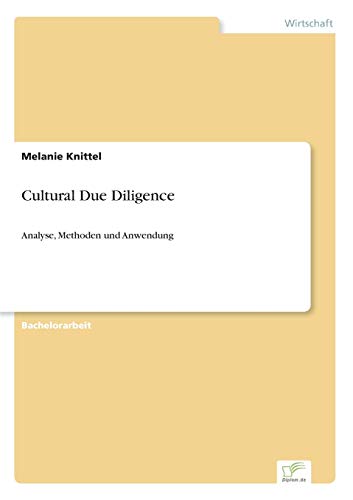 Imagen de archivo de Cultural Due Diligence: Analyse, Methoden und Anwendung a la venta por medimops