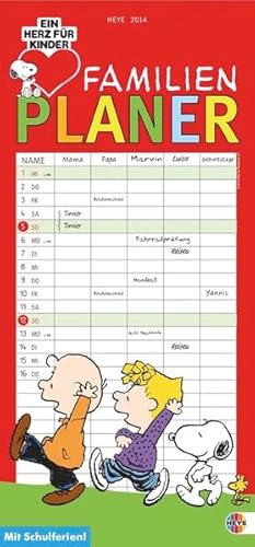 9783840122408: Snoopy Familienplaner 2014: Mit Schulferien. 5 Spalten