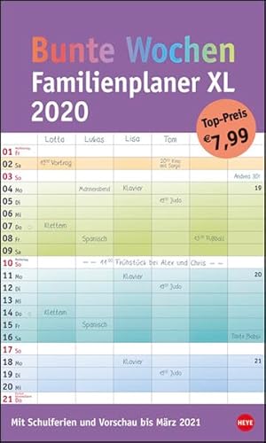 Bunte Wochen FamilienPlaner XL - Kalender 2020