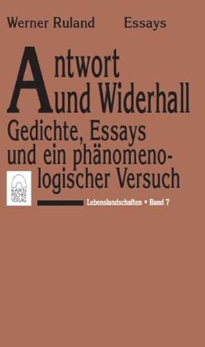 Beispielbild fr Lebenslandschaften / Antwort und Widerhall Gedichte, Essays und ein phnomenologischer Versuch zum Verkauf von Buchpark