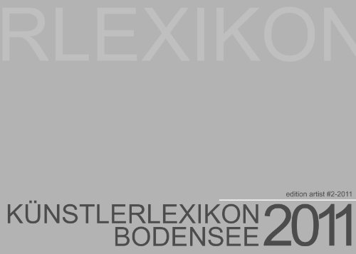 Stock image for Knstlerlexikon Bodensee 2011 for sale by medimops