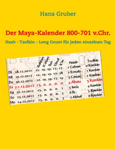 Der Maya-Kalender 800-701 v.Chr. : Haab - Tzolkin - Long Count für jeden einzelnen Tag - Hans Gruber