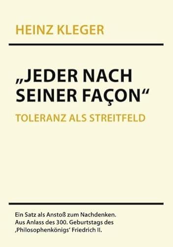 9783844815771: "Jeder nach seiner Façon": Toleranz als Streitfeld