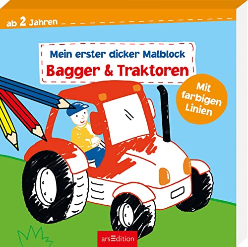 Beispielbild fr Mein erster dicker Malblock ? Bagger & Traktoren: Ab 2 Jahren mit farbigen Linien | Erstes Malbuch mit einfachen Motiven und bunten Hintergrnden zum Verkauf von medimops